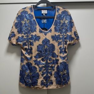 NWT Tracy Reese for Neiman Marcus Blue Sequin Top